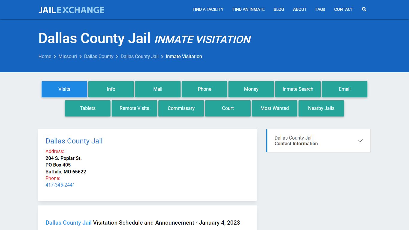 Inmate Visitation - Dallas County Jail, MO - Jail Exchange